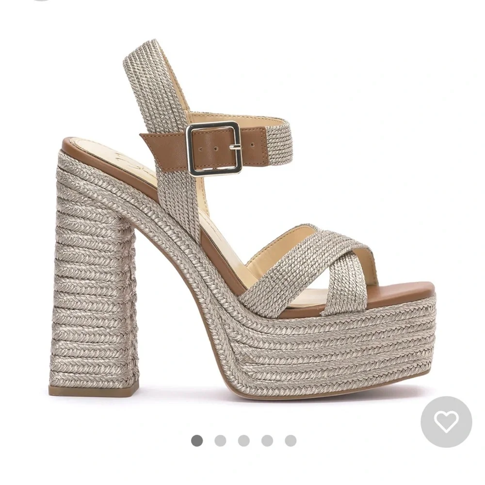 Jessica Simpson Metallic Silver Woven Platform Sandals